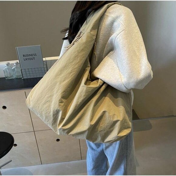 Lightweight Slouchy Beach Bag for Women - Trendy Nylon Hobo Purse Essentials - Picture 3 of 7